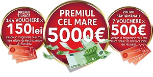 Câștigă 5.000 de euro, 7 vouchere Altex de 500 euro fiecare și 144 vouchere Altex de 150 lei fiecare