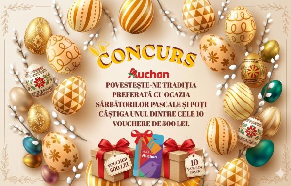 Câștigă 10 vouchere Auchan în valoare de 500 lei fiecare