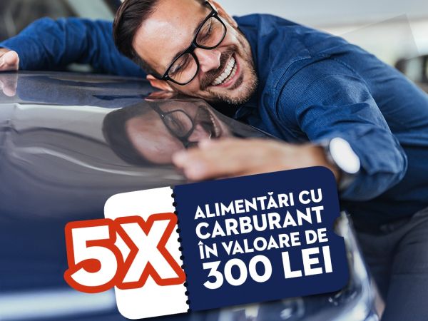 Câștigă 5 carduri carburant OMV/Petrom în valoare de 300 lei fiecare