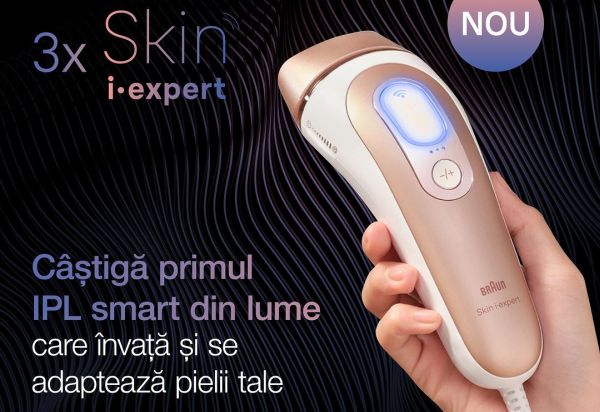 Câștigă 3 epilatoare IPL Braun Skin iExpert Pro 7 PL7253