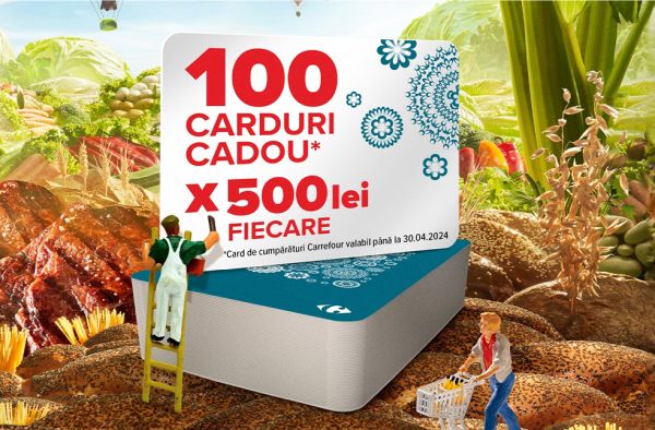 Câștigă 100 vouchere Carrefour în valoare de 500 lei fiecare