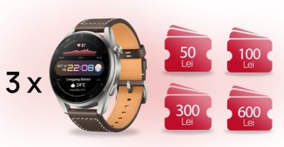 Câștigă 3 smartwatch-uri Huawei Watch 3 Pro Classic