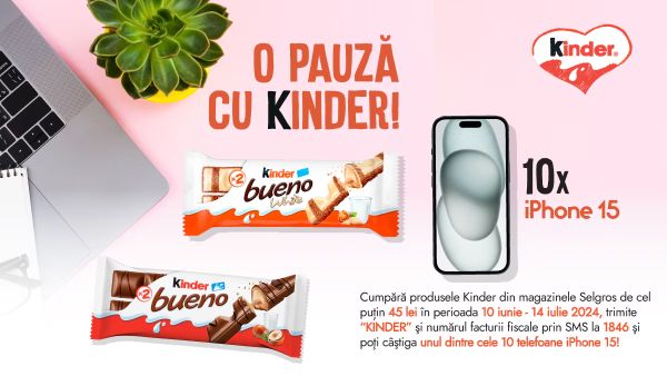 Câștigă 10 telefoane iPhone 15 128GB 5G