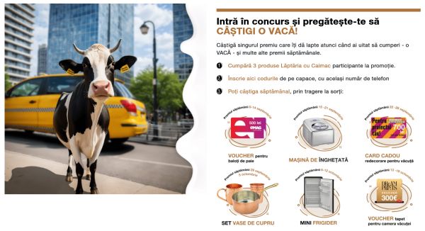 Câștigă contra-valoarea unei văcuțe în valoare de 15.000 lei