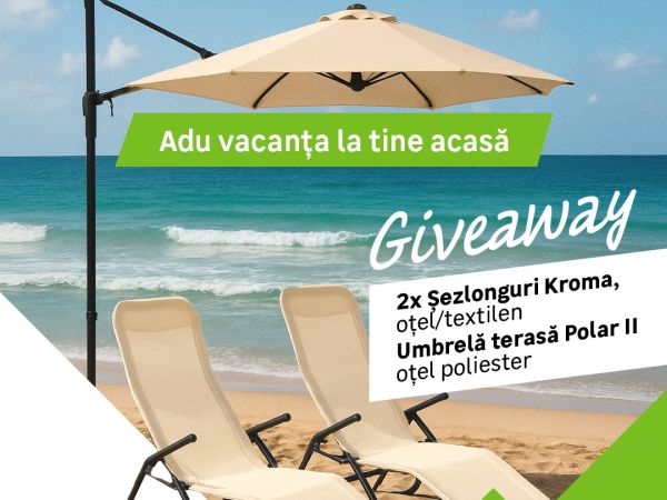 Câștigă 2 șezlonguri Kroma și o umbrelă de terasă Polar II