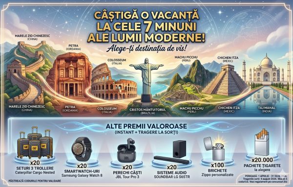 Câștigă o vacanță all-inclusive la una dintre cele 7 minuni ale lumii moderne