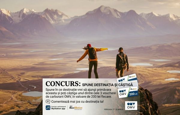Câștigă 3 vouchere de carburant OMV în valoare de 200 lei fiecare