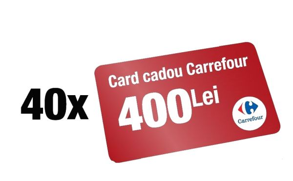 Câștigă 40 vouchere Carrefour în valoare de 400 lei fiecare