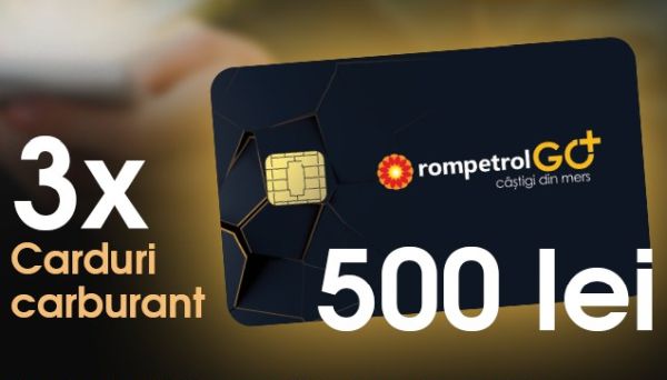 Câștigă 6 carduri carburant Rompetrol în valoare de 500 lei fiecare