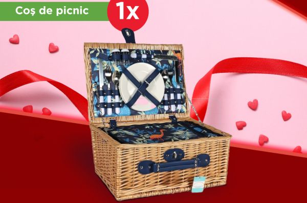 Câștigă un coș de picnic din răchită naturală