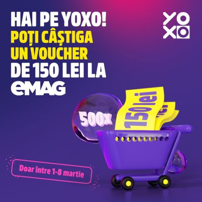 Câștigă 500 vouchere eMAG în valoare de 150 lei fiecare