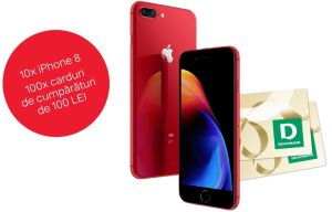 Câștigă 10 iPhone 8 RED 64GB și 100 vouchere Deichmann în valoare de 100 lei fiecare