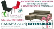 Castiga o canapea de colt extensibila si 6 seturi de scaune Amsterdam