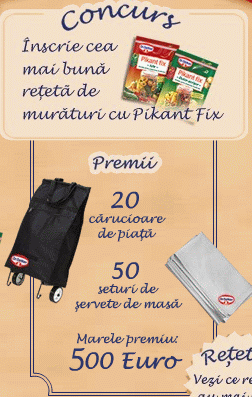 Castiga 500 de euro, 20 de carucioare de piata si 50 de seturi de servetele de masa