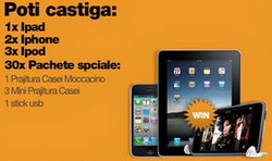 Castiga un iPad Apple 64 GB, 2 iPhone 16 GB, 3 iPod 8 GB