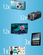 Castiga un voucher Rovere Mobili de 10.000 Euro, 3 iPad-uri, 12 televizoare LED full HD Samsung, 12 camere video Sony şi 12 aparate foto digitale Canon