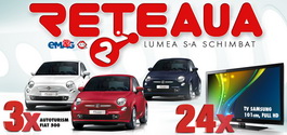 Concurs "Reteaua eMag 2": castiga 3 masini Fiat 500 si 24 de televizoare lcd Samsung