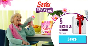 Câștigă 5 mașini de spălat rufe Whirlpool și 100 premii constând în detergent Savex